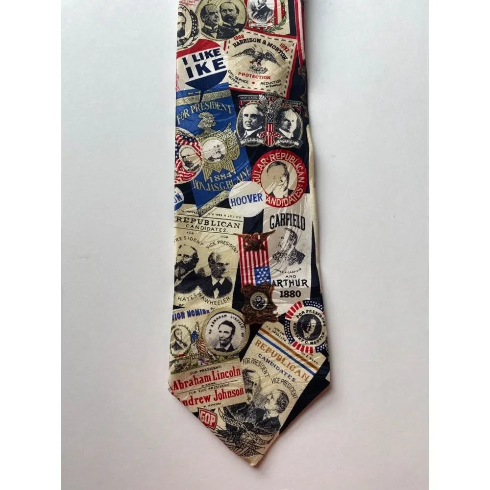 New Republican Political Neck Tie Handmade 100% Silk USA America Trump Support - Picture 1 of 7
